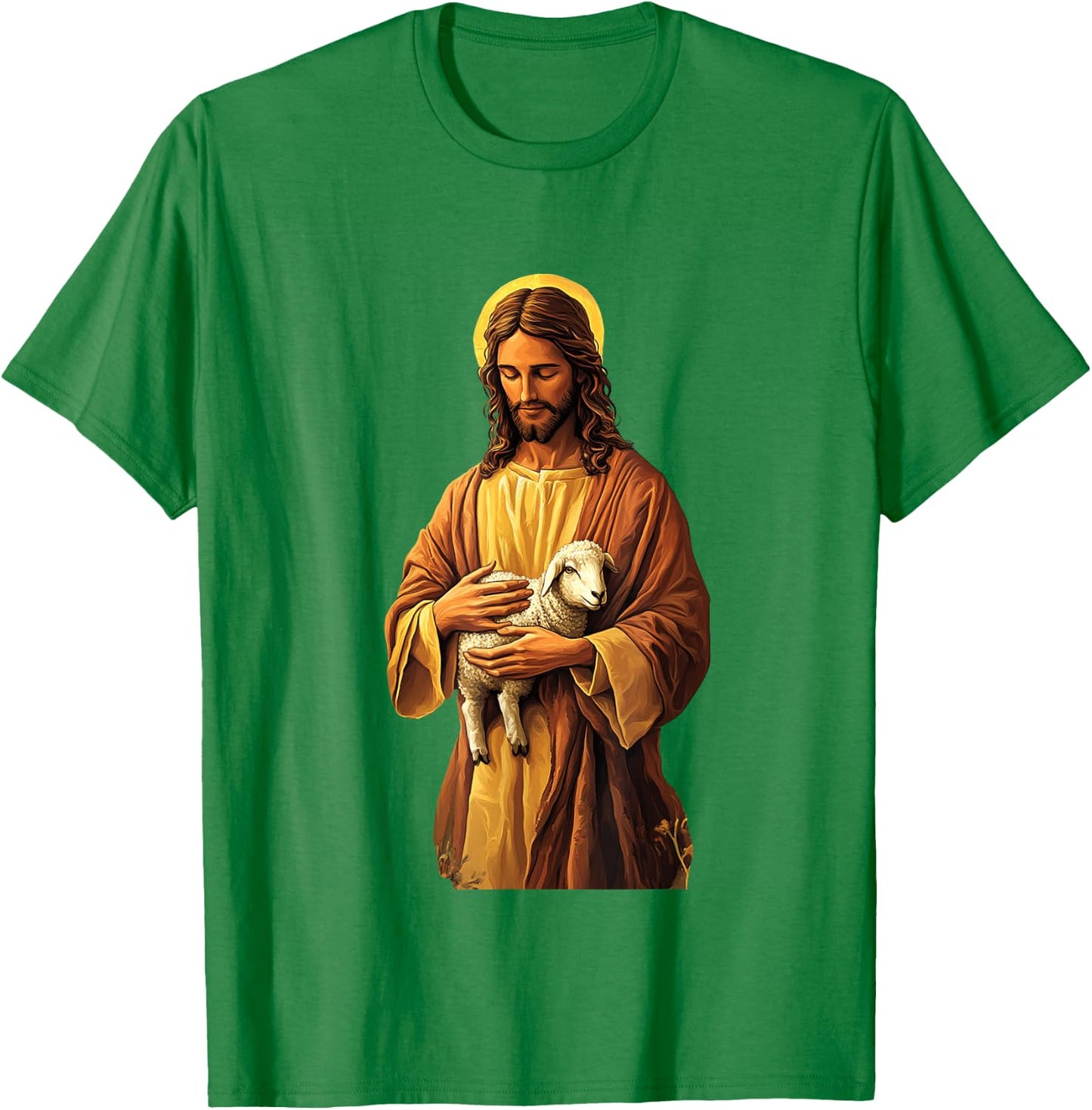 Jesus Holding Lamb Good Shepherd T-Shirt - T-Shirt | Irish Green