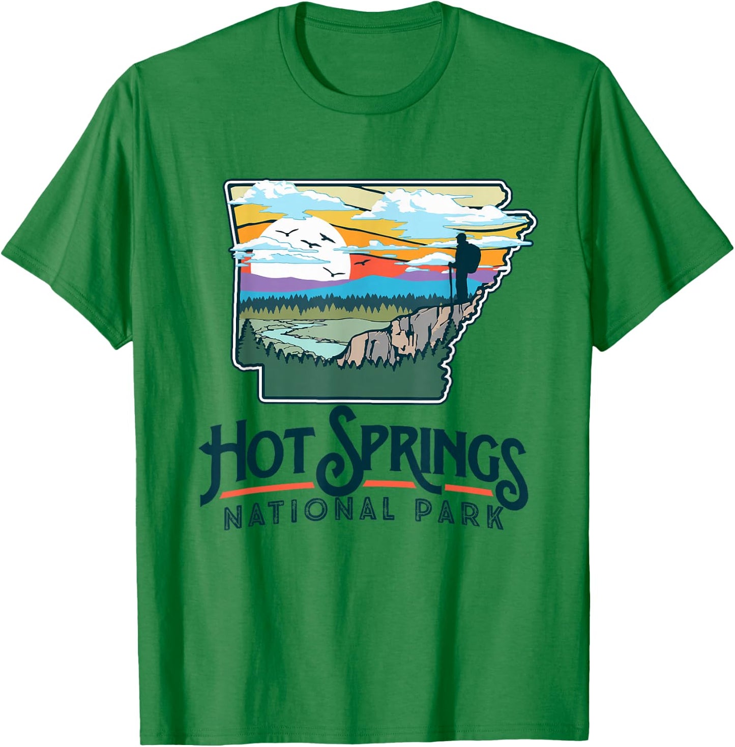 Hot Springs National Park Arkansas Nature Illustration T-Shirt - T-Shirt | Irish Green
