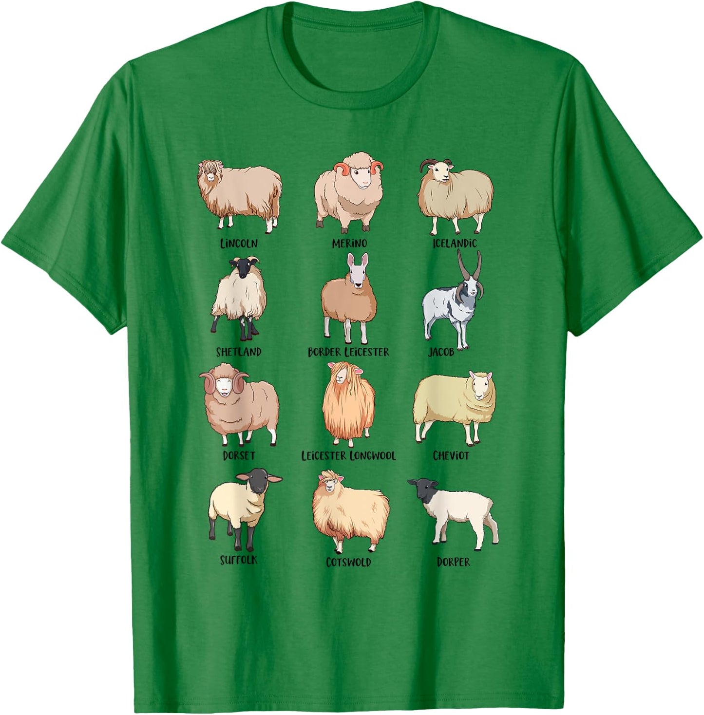 Sheep breeds - Sheep motif T-Shirt - T-Shirt | Irish Green