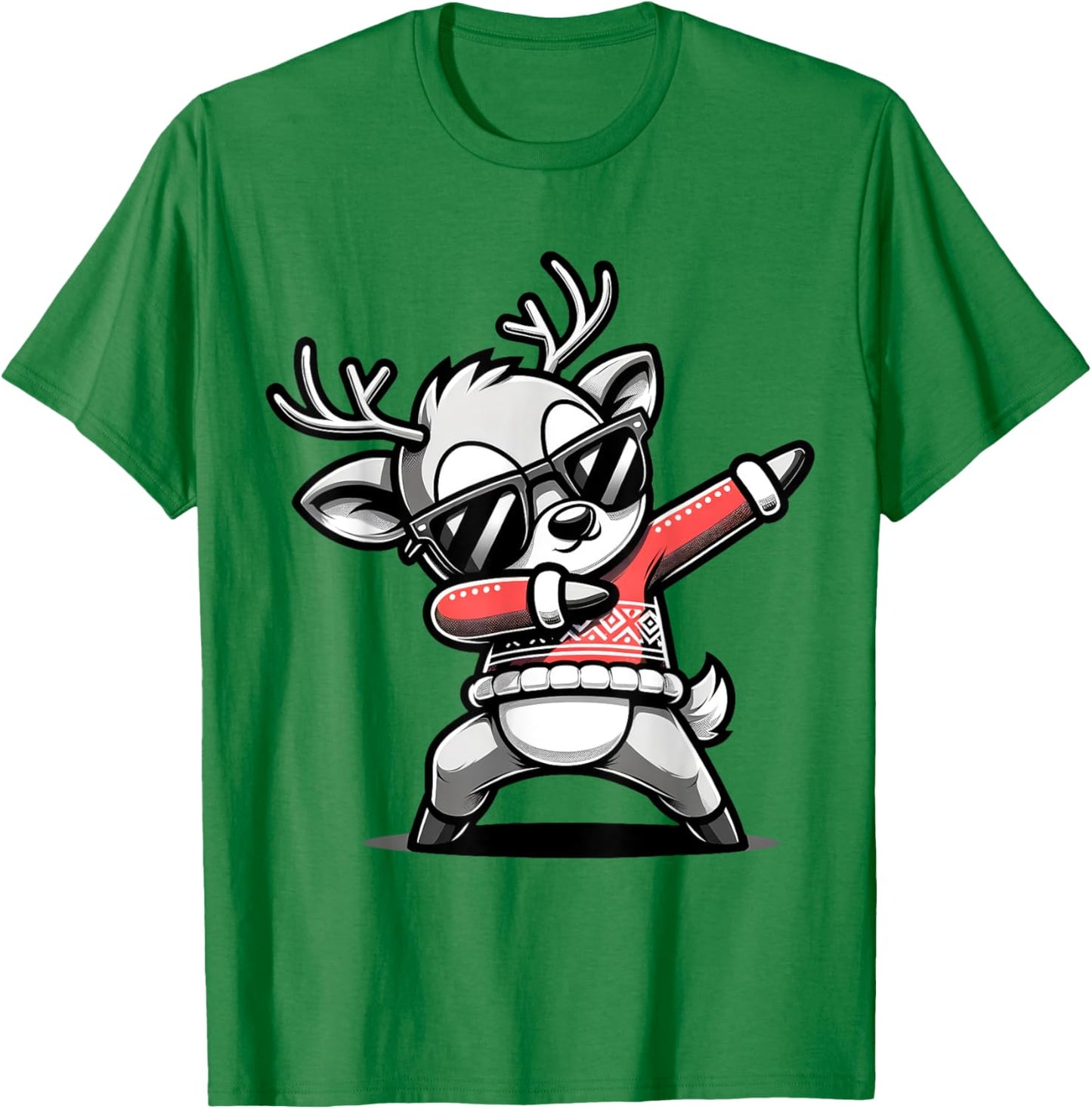 Christmas Reindeer Boys Dabbing Reindeer Santa Xmas Funny T-Shirt - T-Shirt | Irish Green