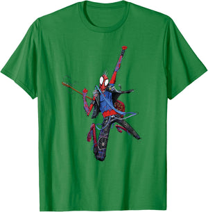 Marvel Spider-Man Across The Spider-Verse Part 1 Punk Spidey T-Shirt - T-Shirt | Irish Green
