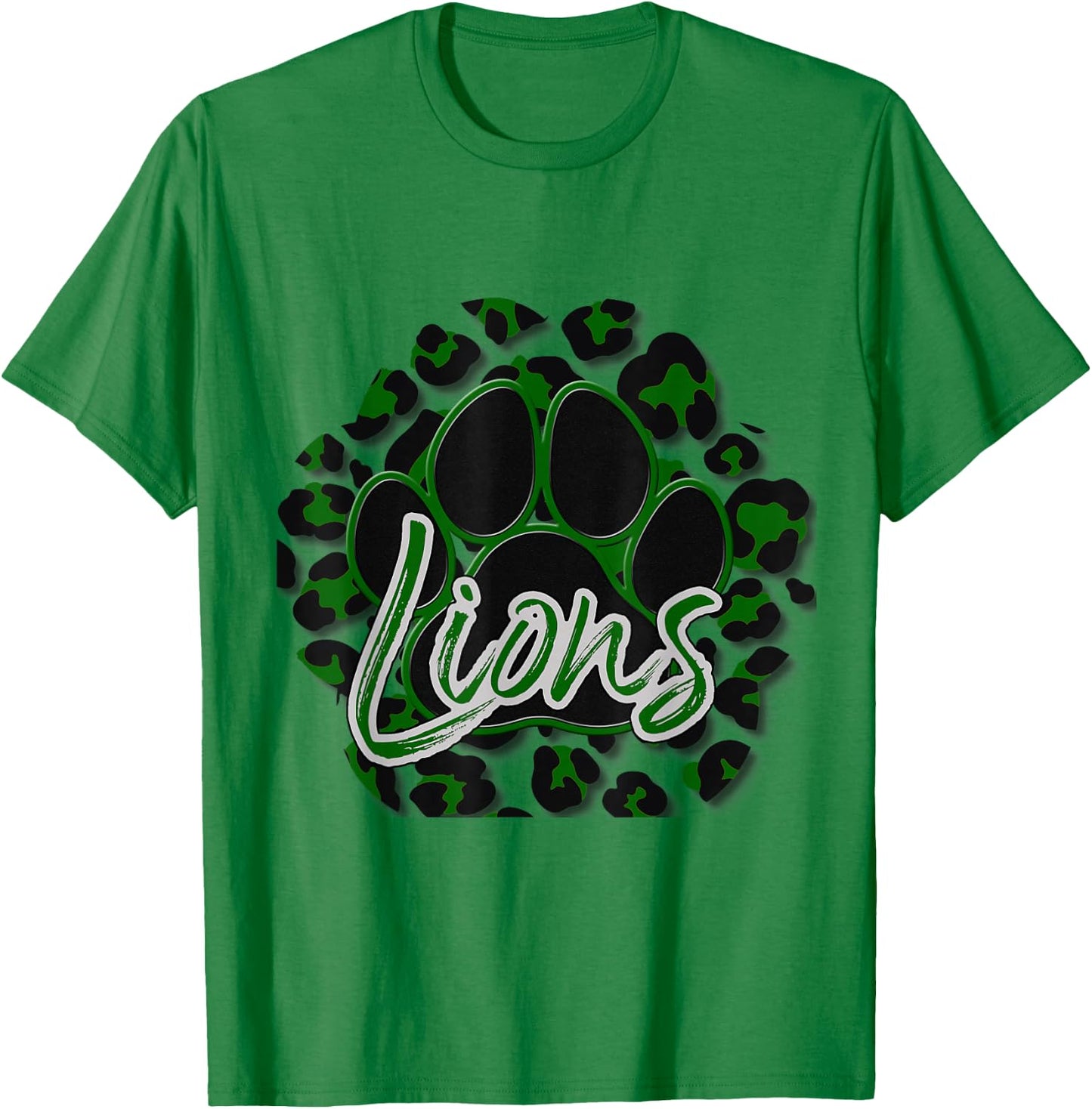 Lions Green Black Cheetah School Sports Fan Team Spirit T-Shirt - T-Shirt | Irish Green