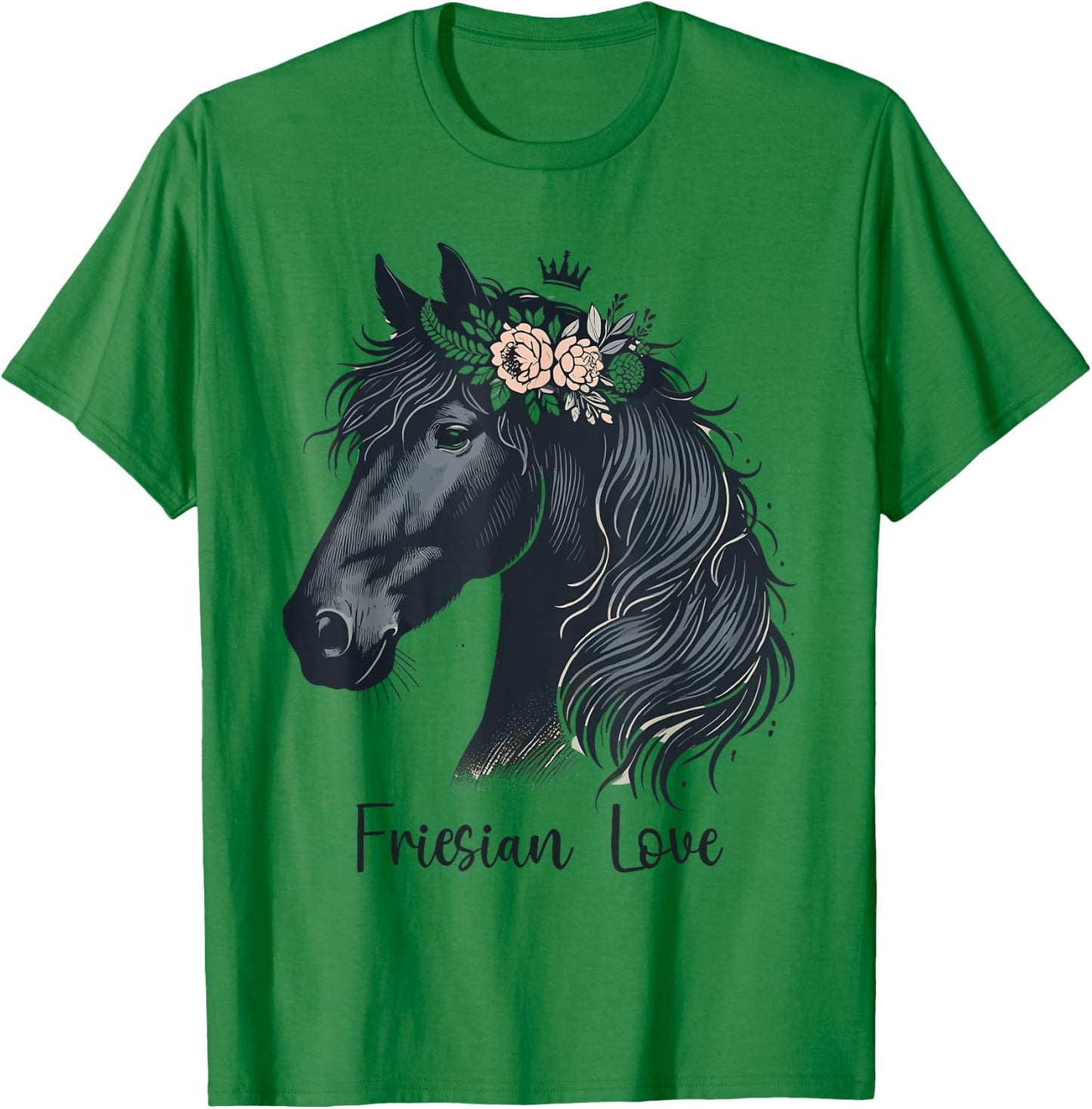 Friesian Horse Lover Majestic Friesian Horse Riding T-Shirt - T-Shirt | Irish Green