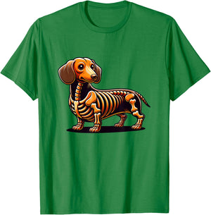 Cute Funny Skeleton Dachshund Wiener Dog Halloween T-Shirt - T-Shirt | Irish Green