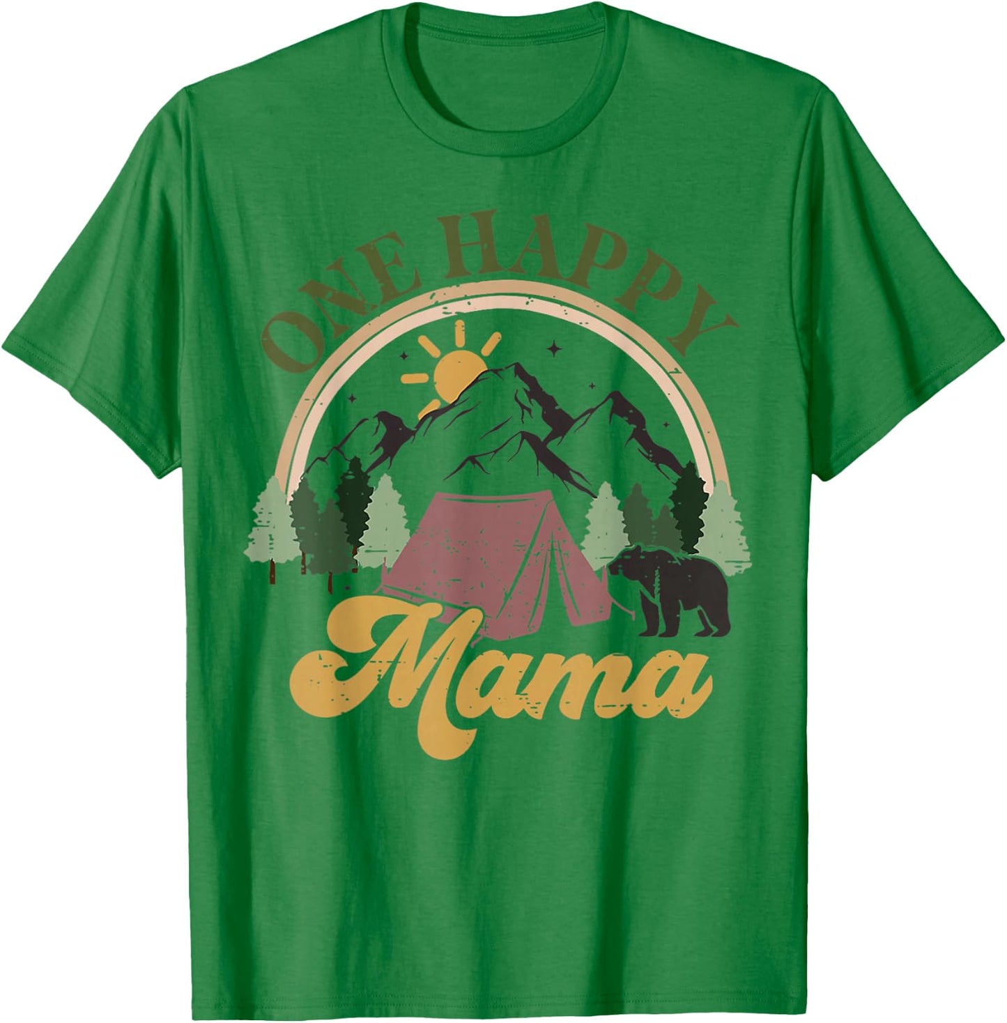 Cute One Happy Camper Birthday Decorations One Happy Mama T-Shirt - T-Shirt | Irish Green