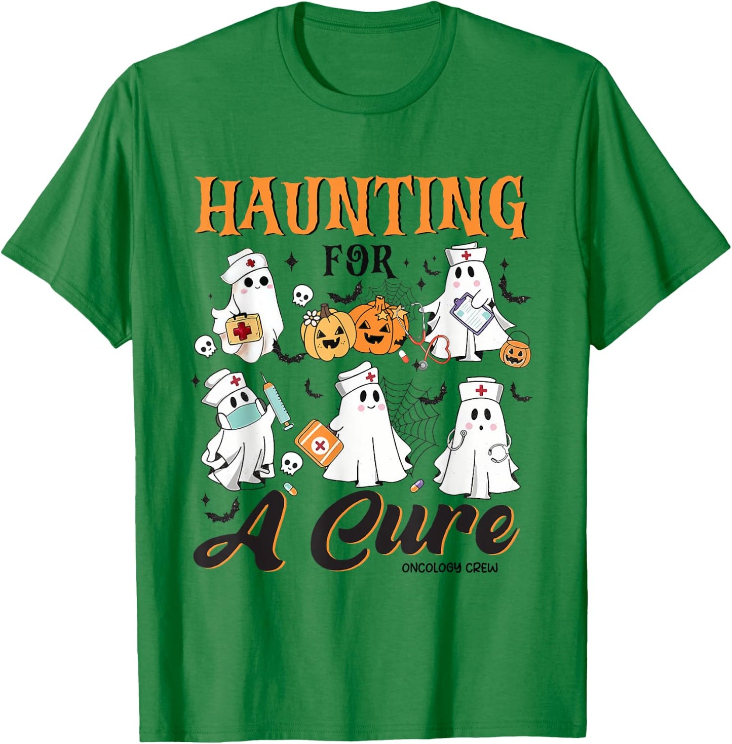 Oncology Nurse Halloween Spooky Heme Onc Rn Ghost Chemo T-Shirt - T-Shirt | Irish Green