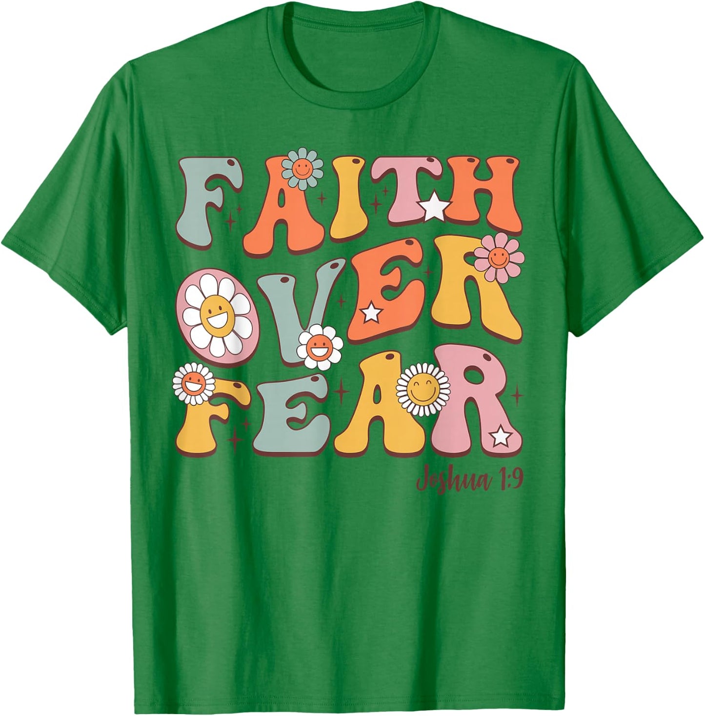 Christian-Shirt Girls Faith Over Fear Cute Jesus Kids Youth T-Shirt - T-Shirt | Irish Green