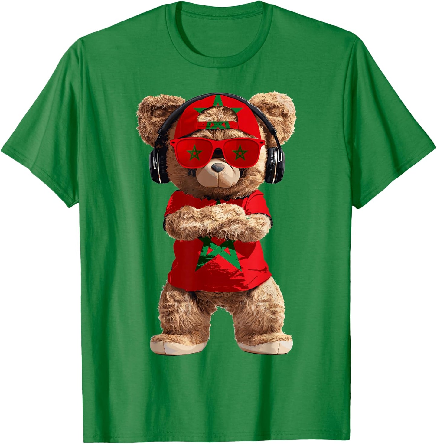 Morocco Flag Souvenirs Bear Outfit Products Moroccan T-Shirt - T-Shirt | Irish Green