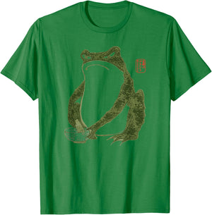 Grumpy Frog Japanese Art Print T-Shirt - T-Shirt | Irish Green