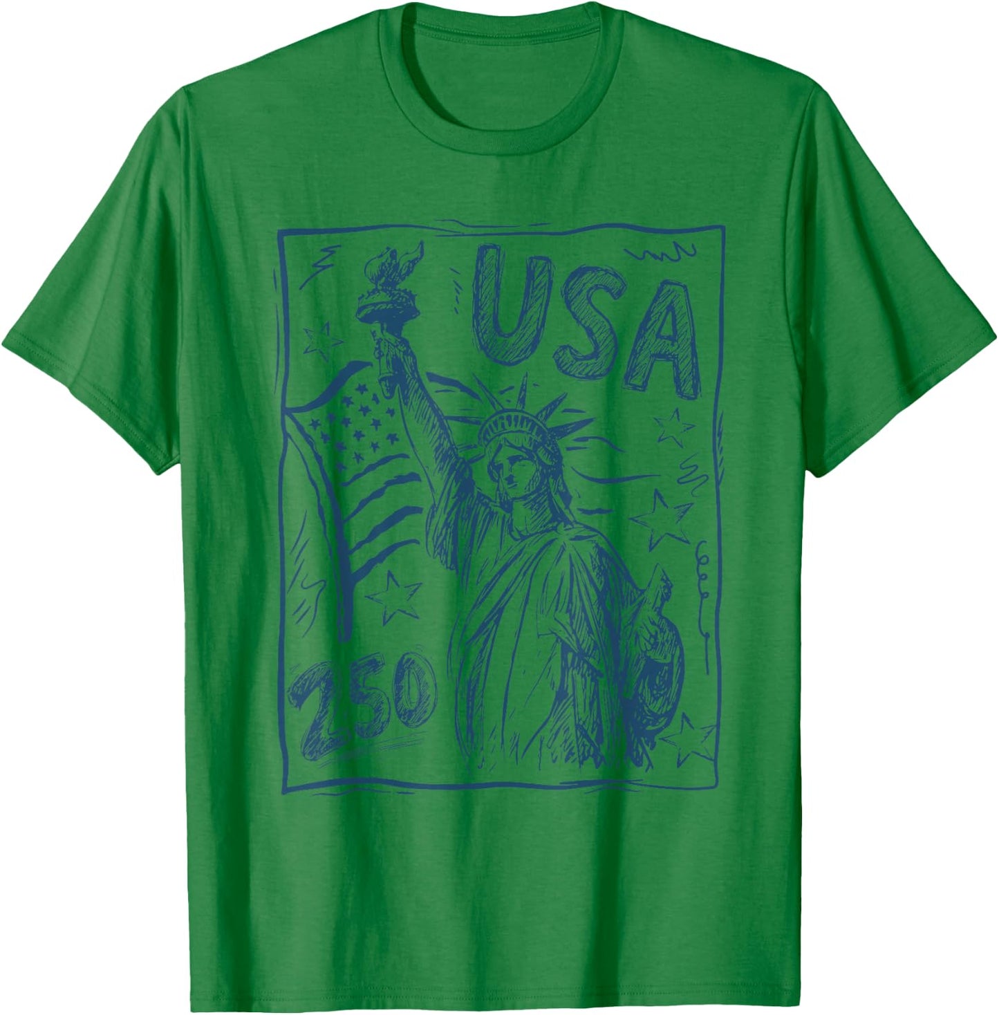 Statue of Liberty American 250 Years 1776-2026 4th of July T-Shirt - T-Shirt | Irish Green