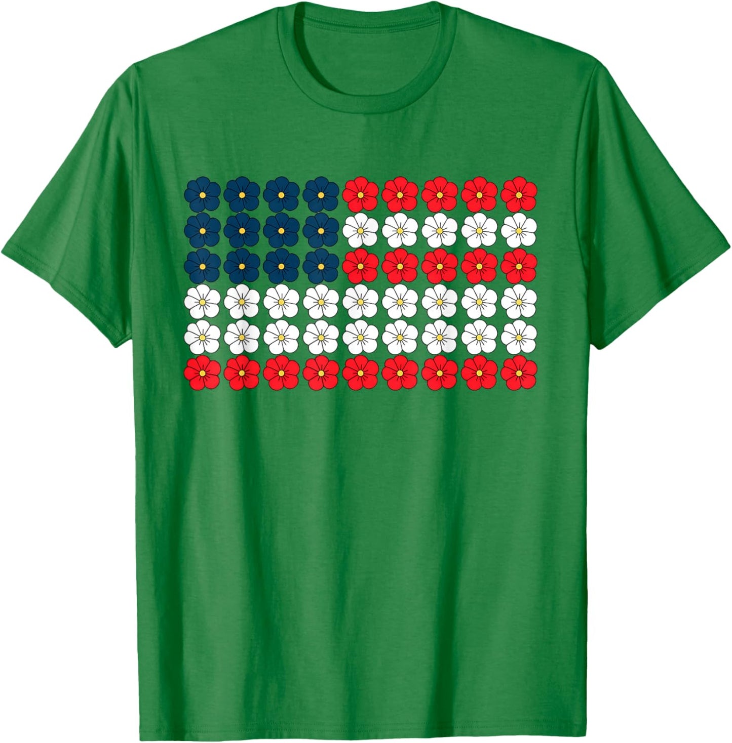 Floral Daisy American Flag USA 4th of July Patriotic Women T-Shirt - T-Shirt | Irish Green