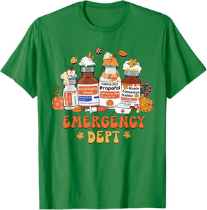 Women Fall Emergency Department Room Thanksgiving Autumn T-Shirt - T-Shirt | Irish Green