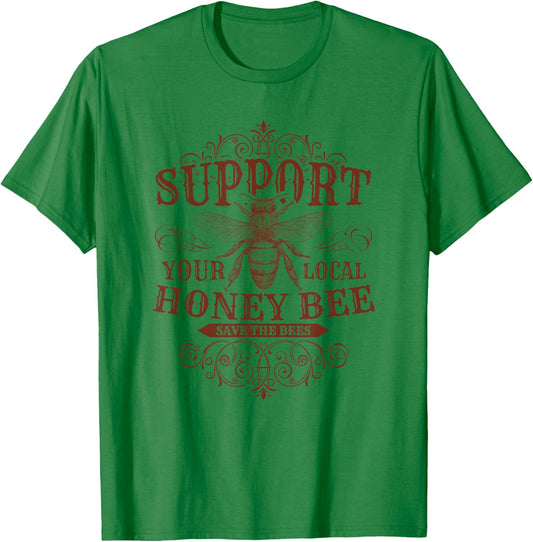 Beekeeping Support Your Local Honey Bee Beekeeper T-Shirt - T-Shirt | Irish Green