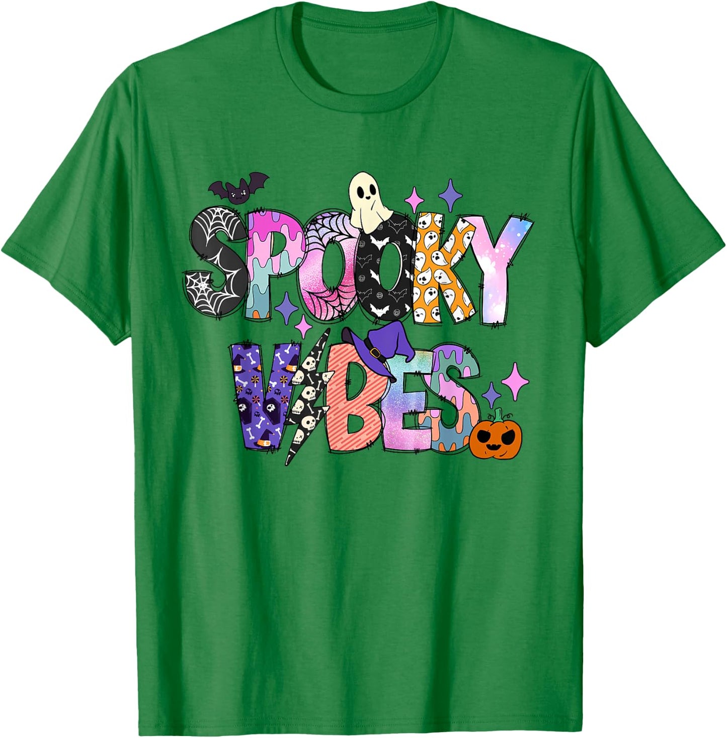 Spooky Vibes Halloween Costume Spooky Season Girl Kid T-Shirt - T-Shirt | Irish Green