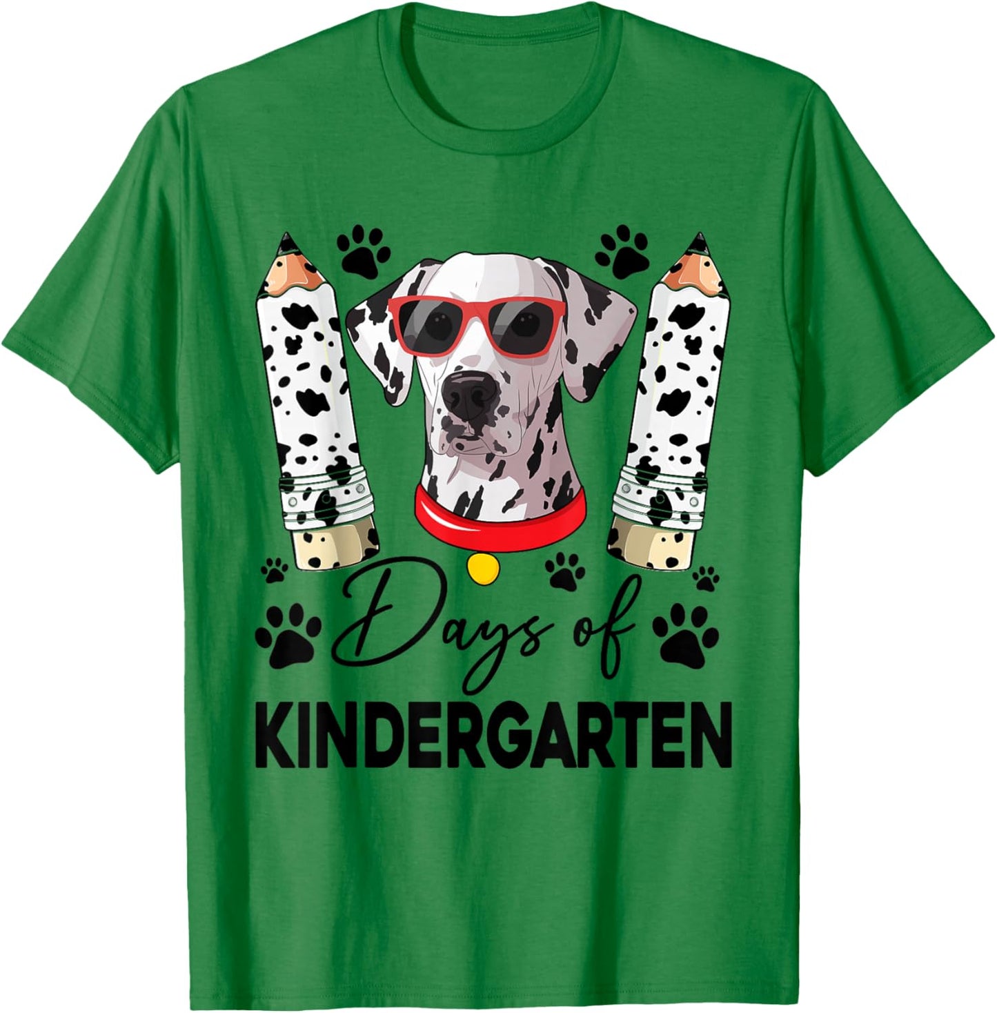 100 Day Of Kindergarten 100 Days Smarter Kids Dalmatian Dog T-Shirt - T-Shirt | Irish Green