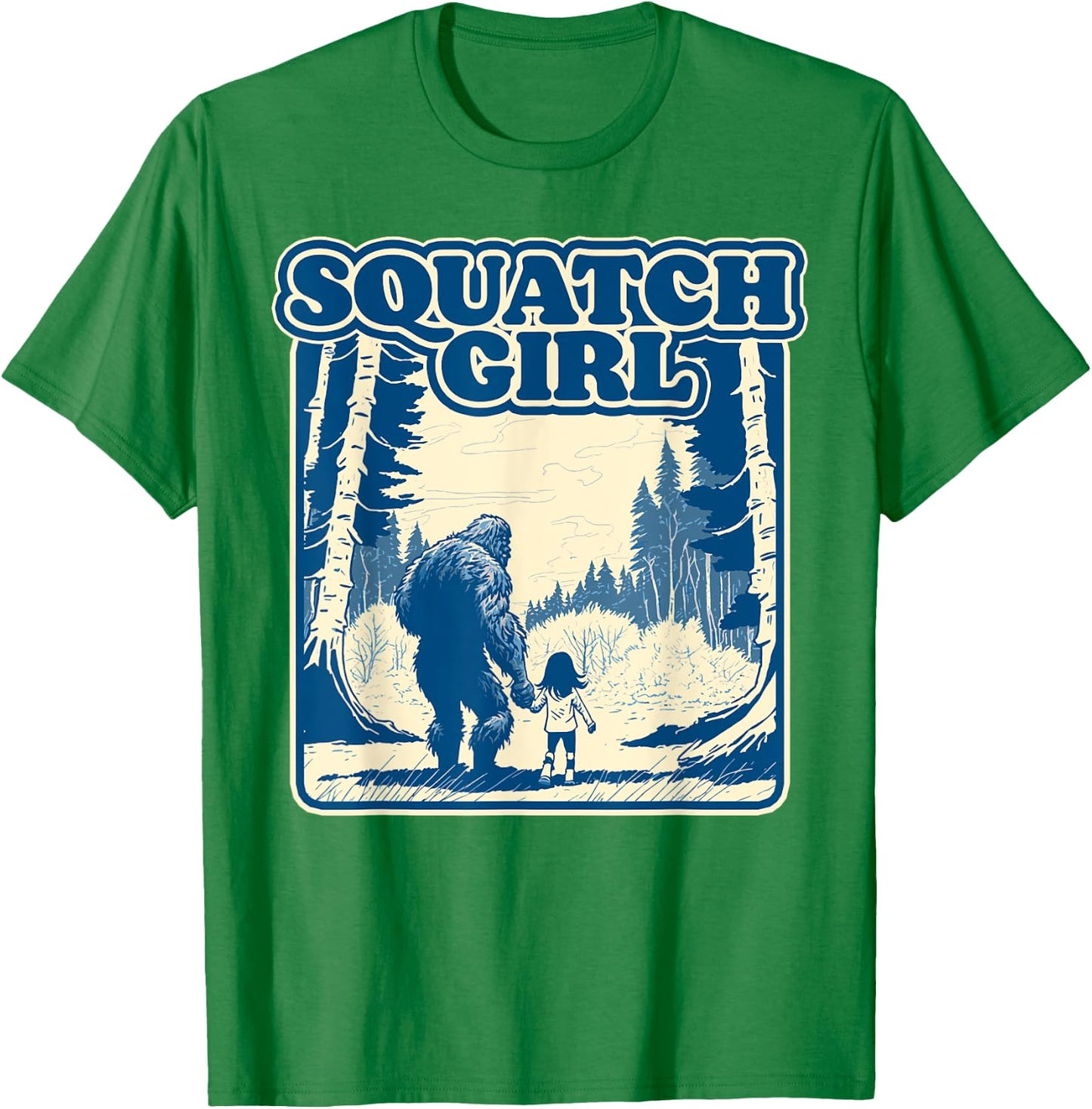 Squatch Girl Cute Sasquatch Bigfoot Lover Girl Holding Hands T-Shirt - T-Shirt | Irish Green