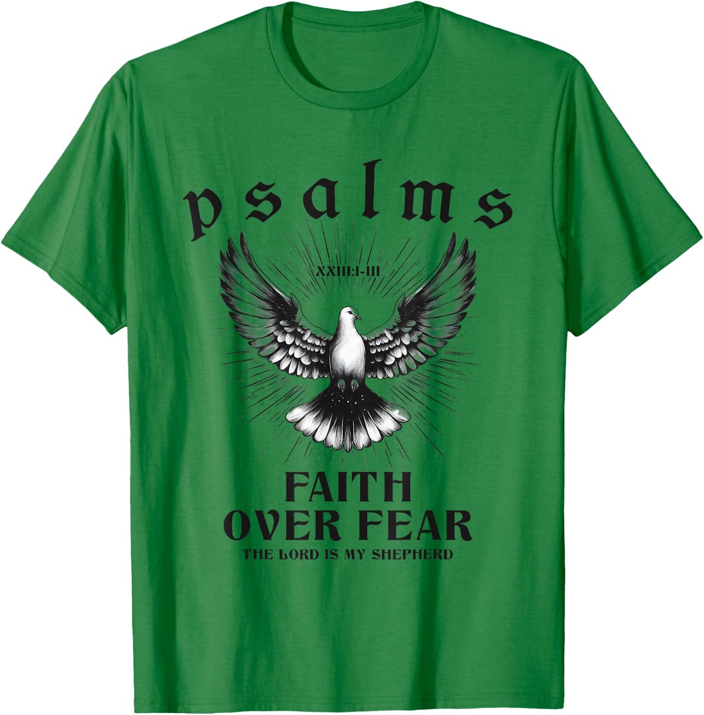 Retro Faith Over Fear Bible Verse Aesthetic Christian Dove T-Shirt - T-Shirt | Irish Green