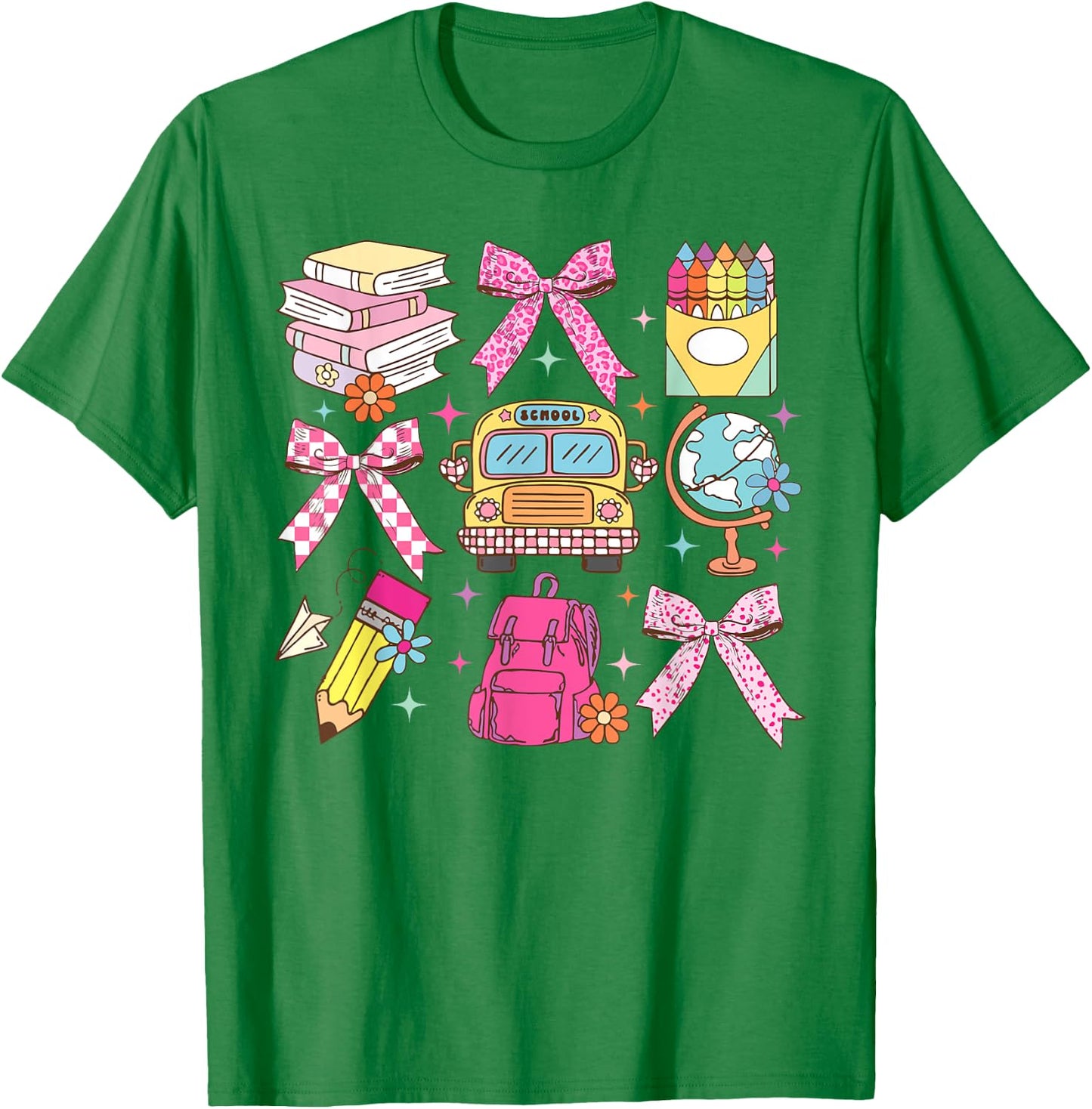 Coquette Bow Teacher Back To School Teacher Life Student Kid T-Shirt - T-Shirt | Irish Green