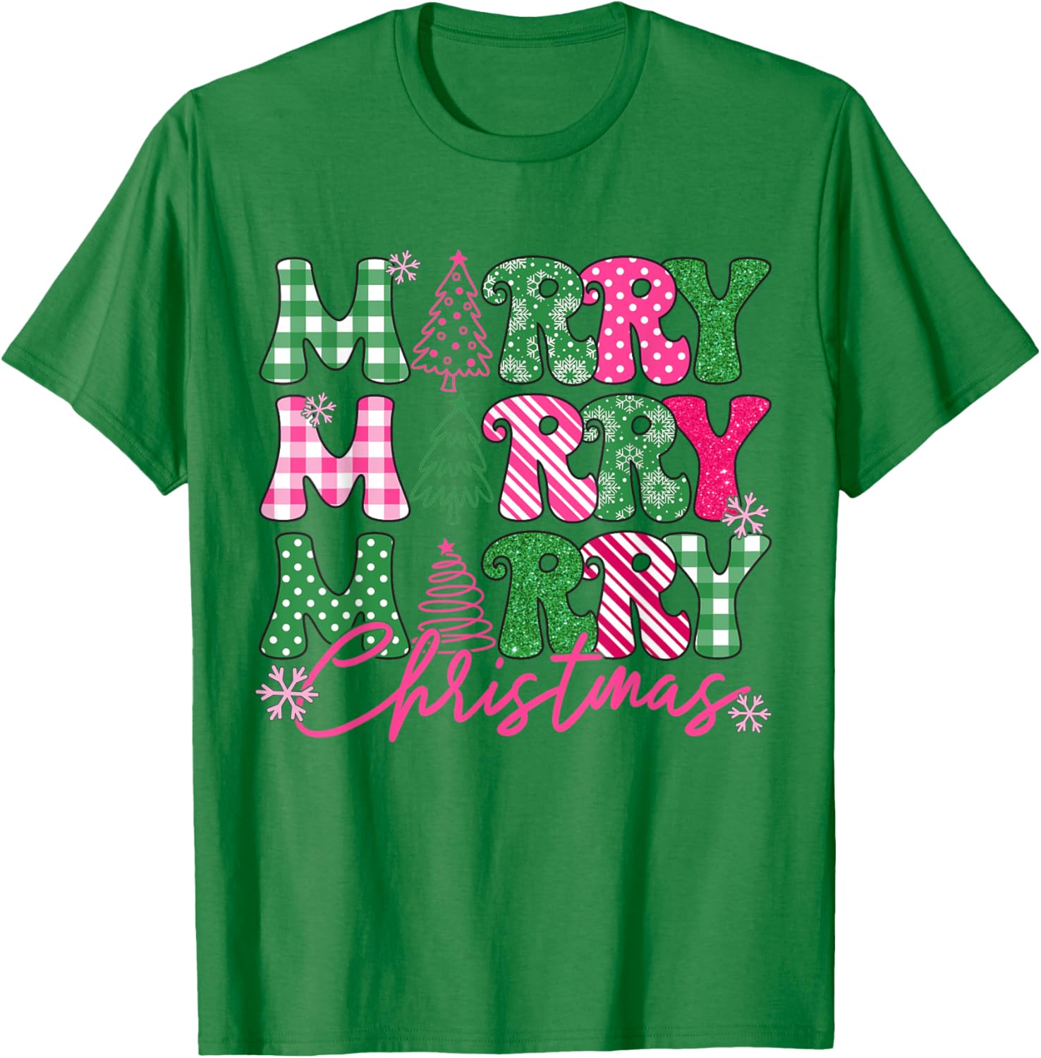 Merry Christmas Vintage Pink Christmas Coquette Bow Girl T-Shirt - T-Shirt | Irish Green
