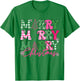 Merry Christmas Vintage Pink Christmas Coquette Bow Girl T-Shirt - T-Shirt | Irish Green