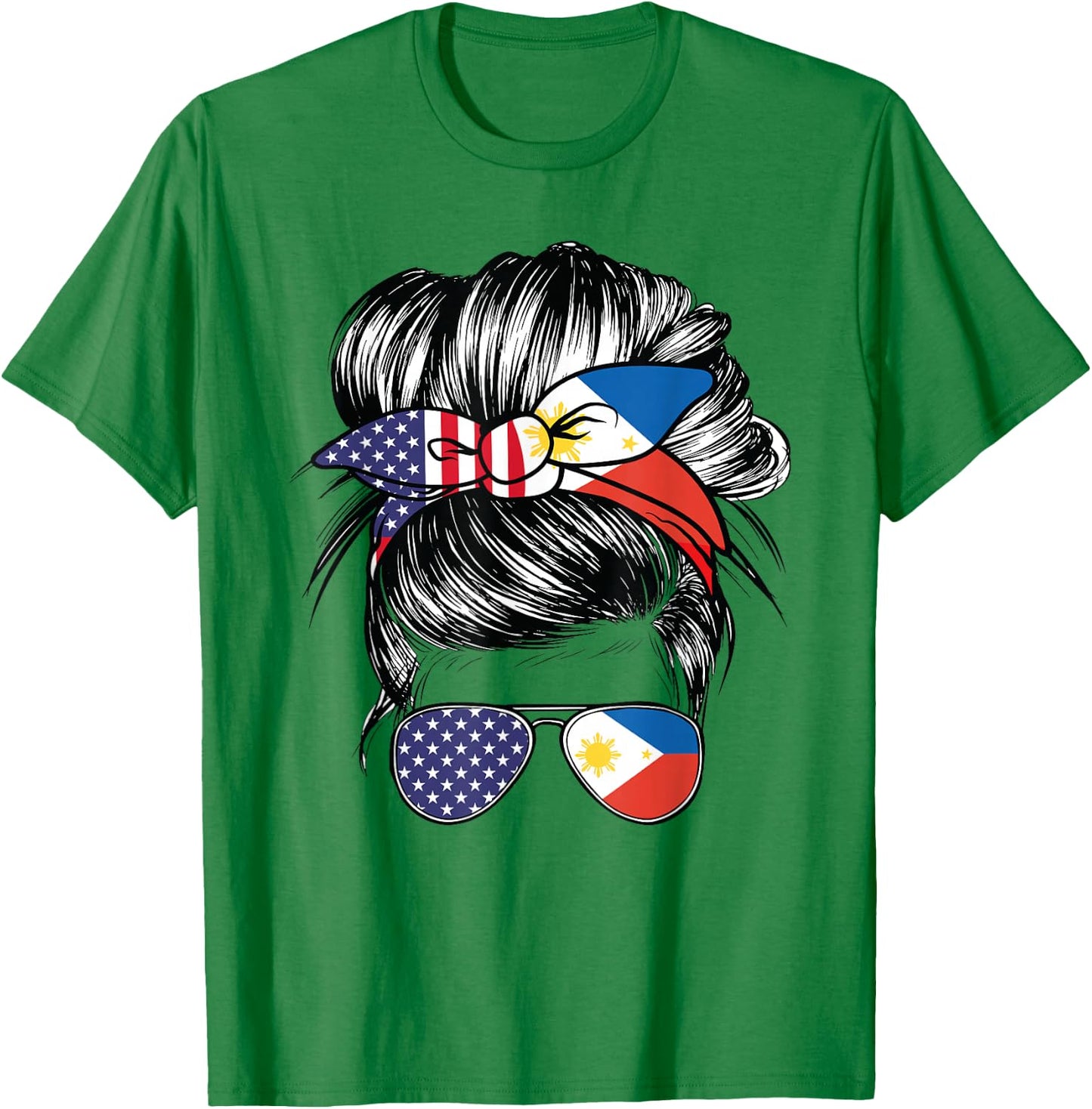 Philippines Flag American Women Girl USA Heritage Filipino T-Shirt - T-Shirt | Irish Green