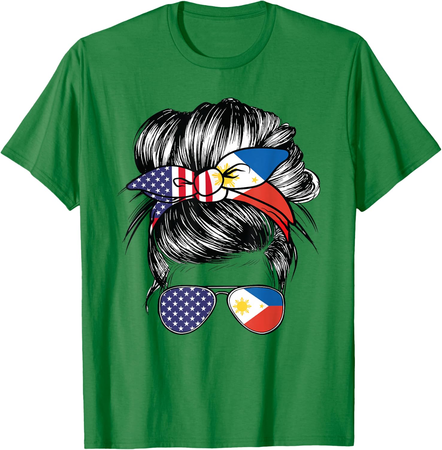 Philippines Flag American Women Girl USA Heritage Filipino T-Shirt - T-Shirt | Irish Green