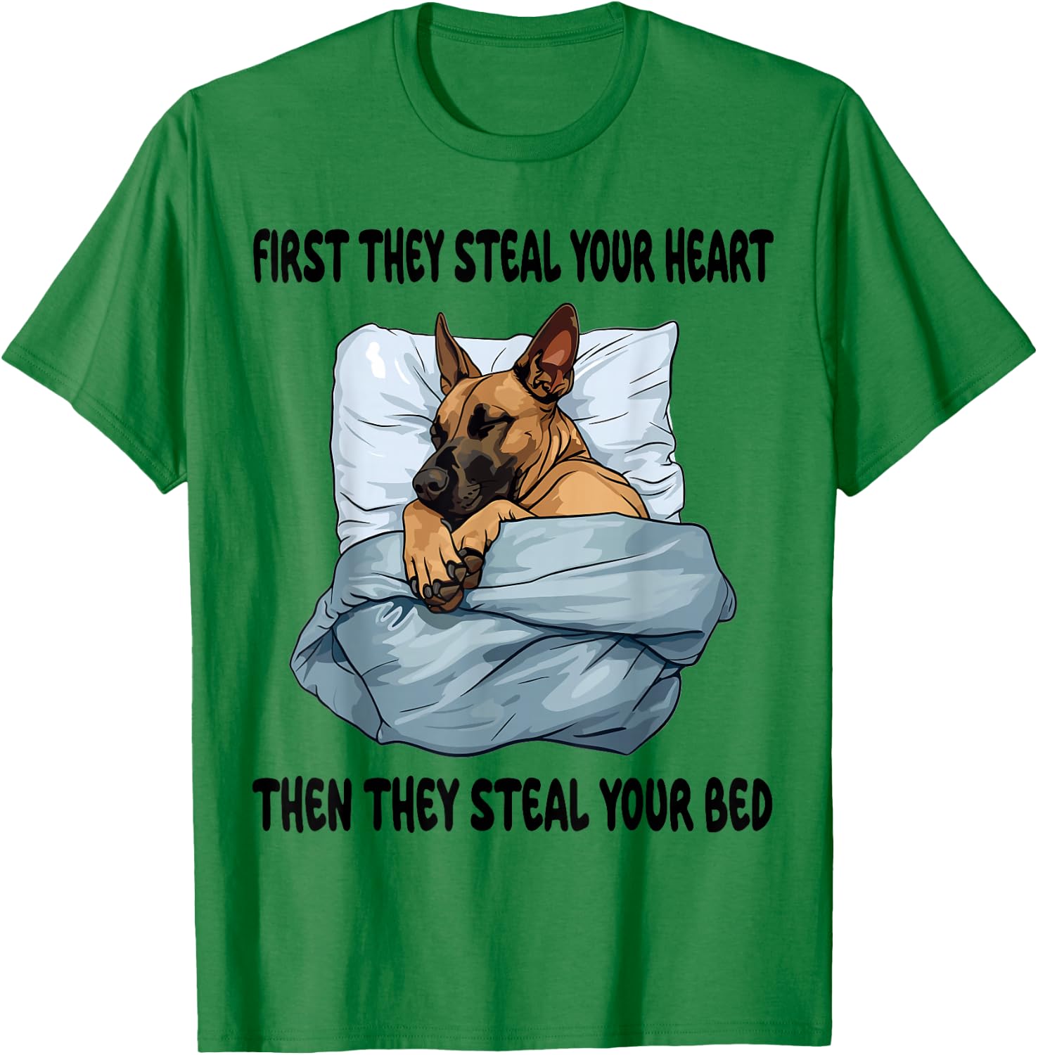 Belgian Malinois Sleeping Pajamas Nightgown T-Shirt - T-Shirt | Irish Green