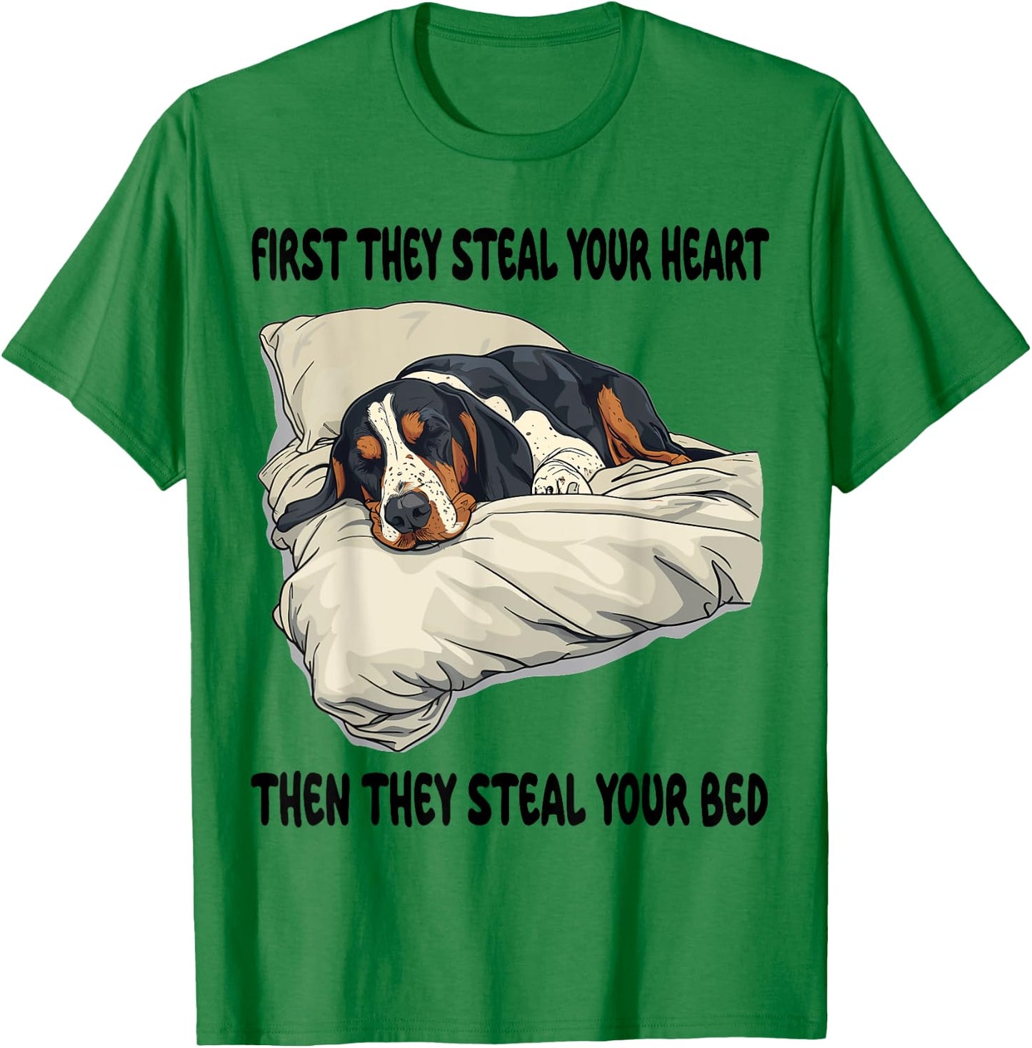 Bluetick Coonhound Sleeping Pajamas Nightgown T-Shirt - T-Shirt | Irish Green
