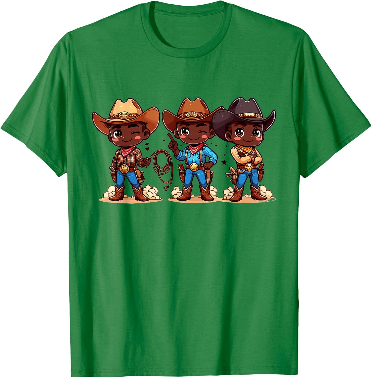 Black Cowboy Western Rodeo Melanin Black History Texas Kids T-Shirt - T-Shirt | Irish Green