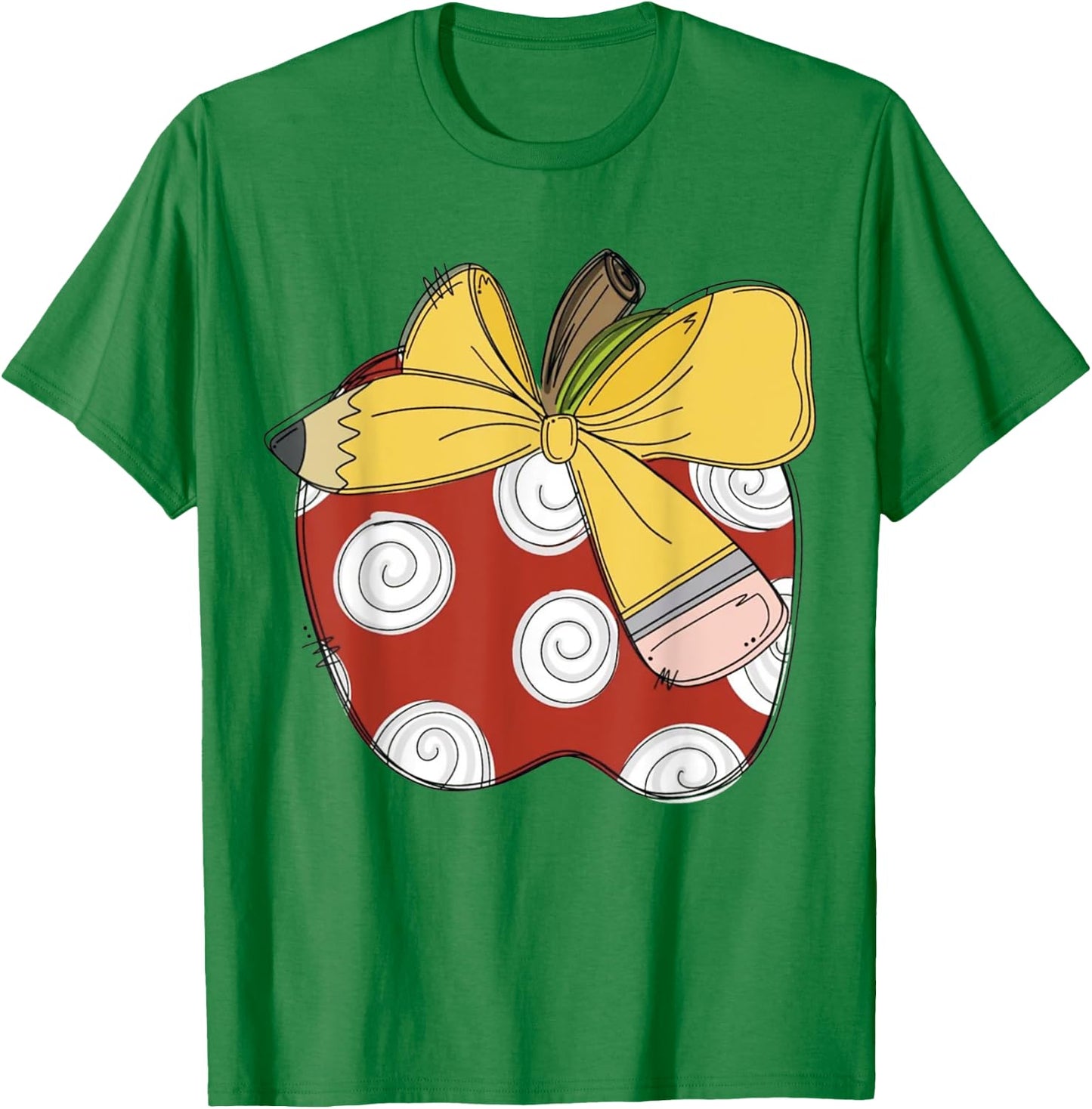 Teacher Coquette Pencil Bow And Apple Teacher T-Shirt - T-Shirt | Irish Green