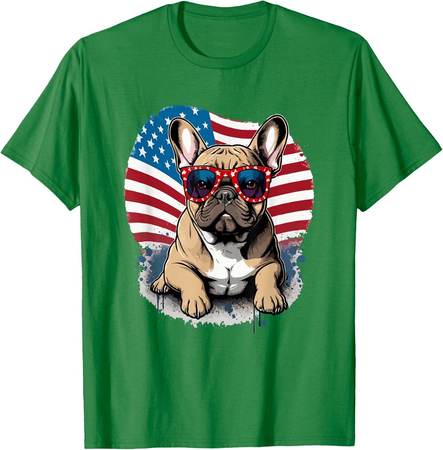 US Flag 4th July French Bulldog Sunglasses Women T-Shirt - T-Shirt | Irish Green