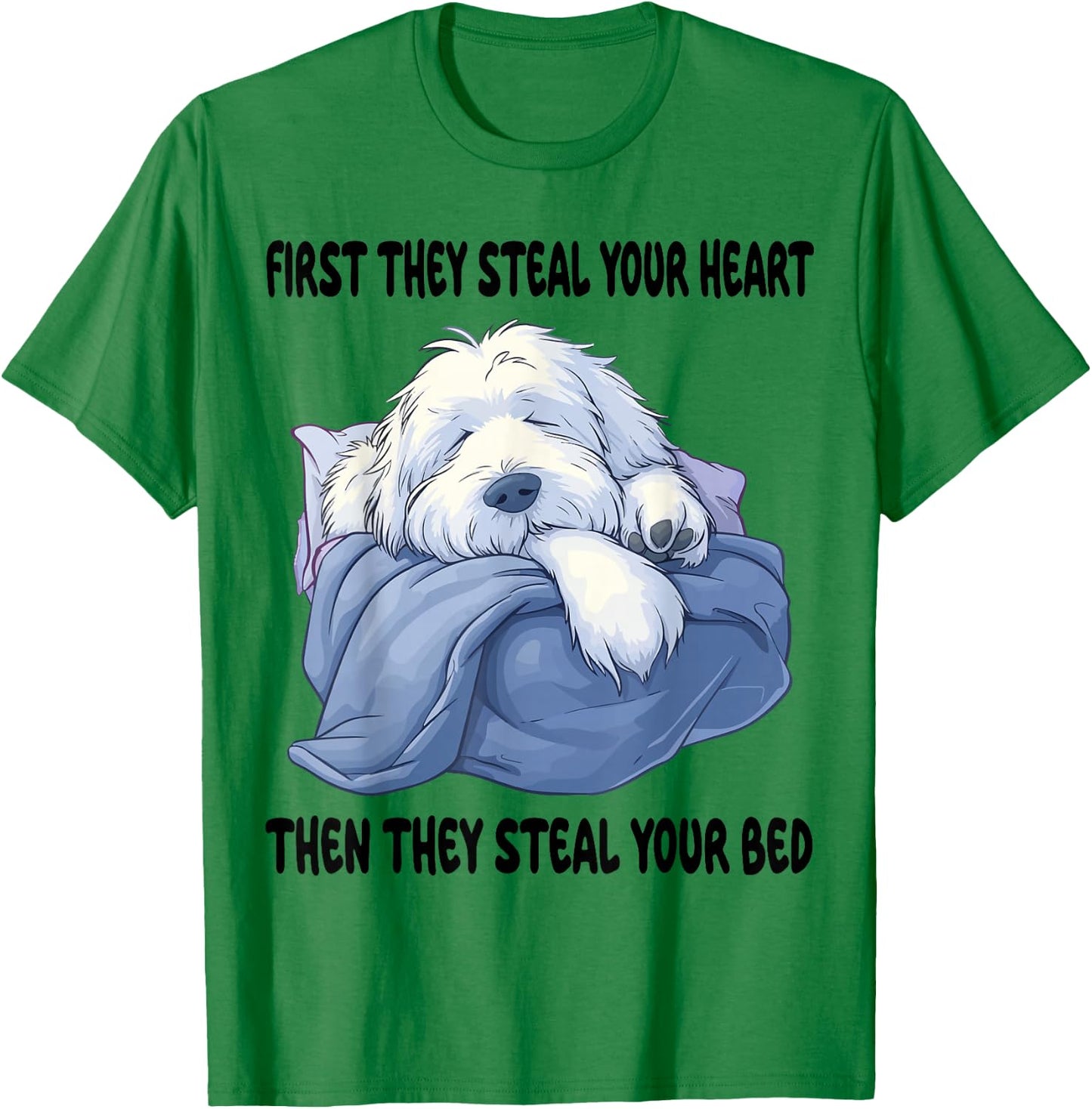Old English Sheepdog Sleeping Pajamas Nightgown T-Shirt - T-Shirt | Irish Green