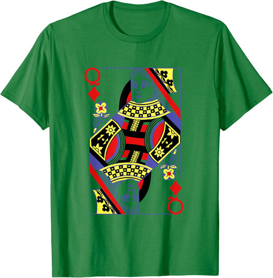 Queen of Diamonds Royal Flush Costume Halloween Poker T-Shirt - T-Shirt | Irish Green