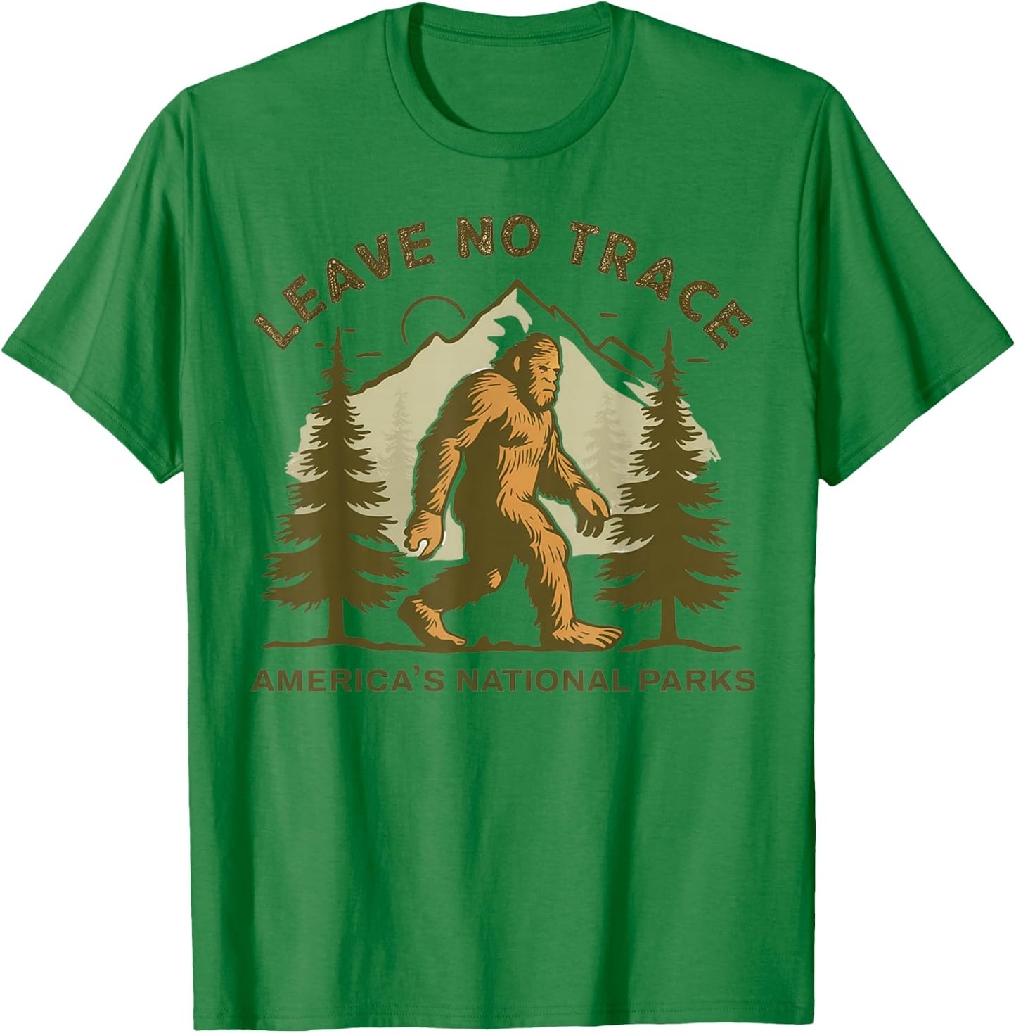 Leave No Trace America National Parks Shirt Funny Big Foot T-Shirt - T-Shirt | Irish Green