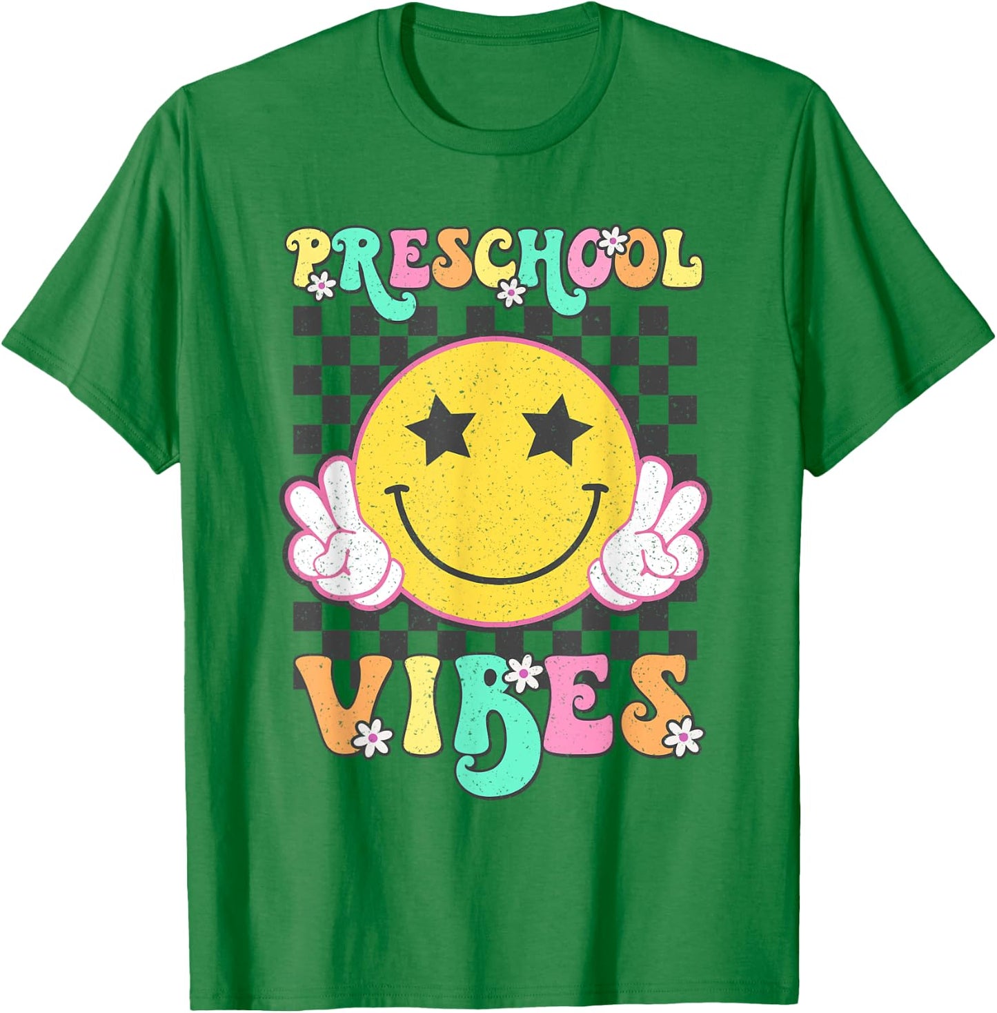 Preschool Vibes Smile Face Back to School Preschool Girl Kid T-Shirt - T-Shirt | Irish Green