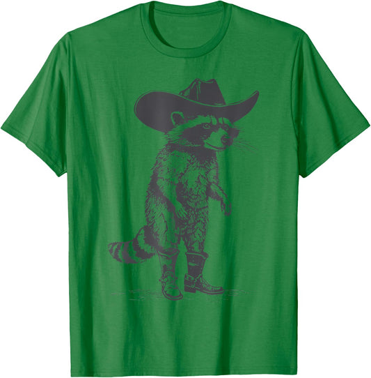 Vintage Western Country Raccoon Cowboy Cowgirl Trash Panda T-Shirt - T-Shirt | Irish Green