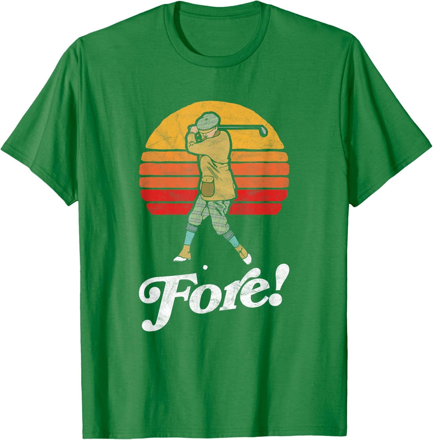 Fore! Vintage Golf Swing Retro Style Golfer T-Shirt - T-Shirt | Irish Green