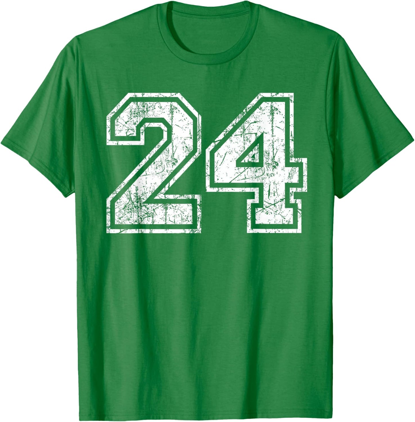 Basketball Player Jersey Number 24 Vintage Distressed Gift T-Shirt - T-Shirt | Irish Green