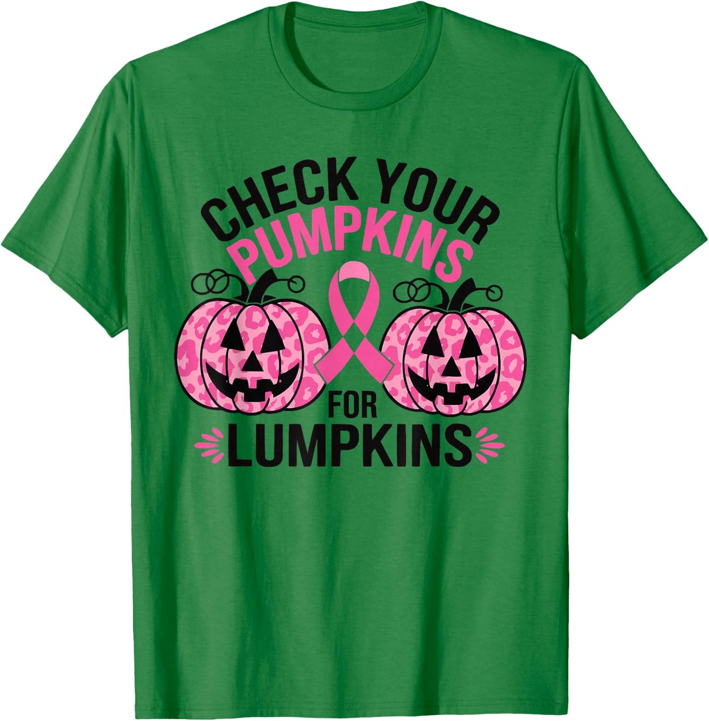 Check Your Pumpkins Breast Cancer Awareness For Halloween T-Shirt - T-Shirt | Irish Green
