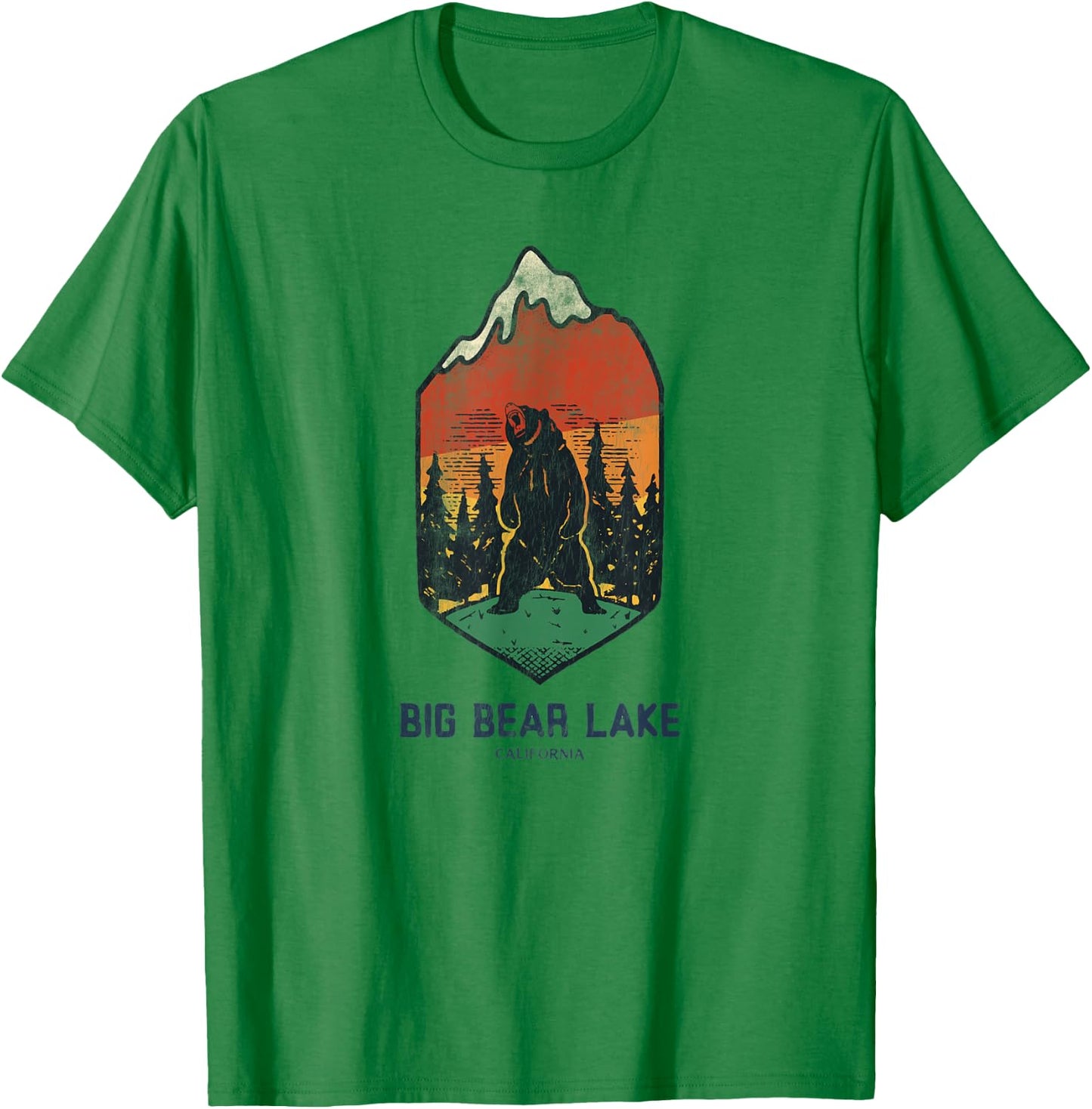 Vintage Retro Big Bear Lake California T-Shirt - T-Shirt | Irish Green