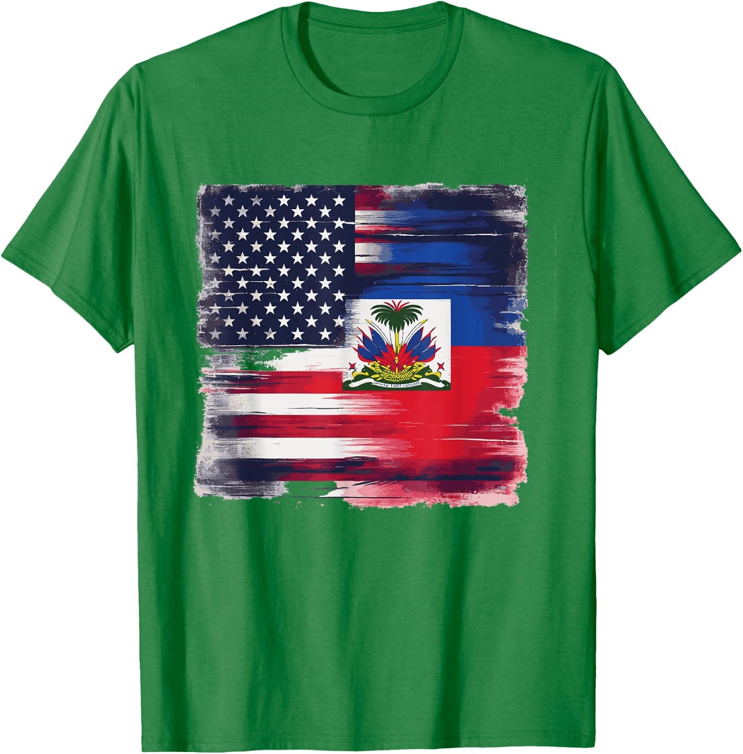 Vintage Half American Half Haitian Flag Family Heritage T-Shirt - T-Shirt | Irish Green