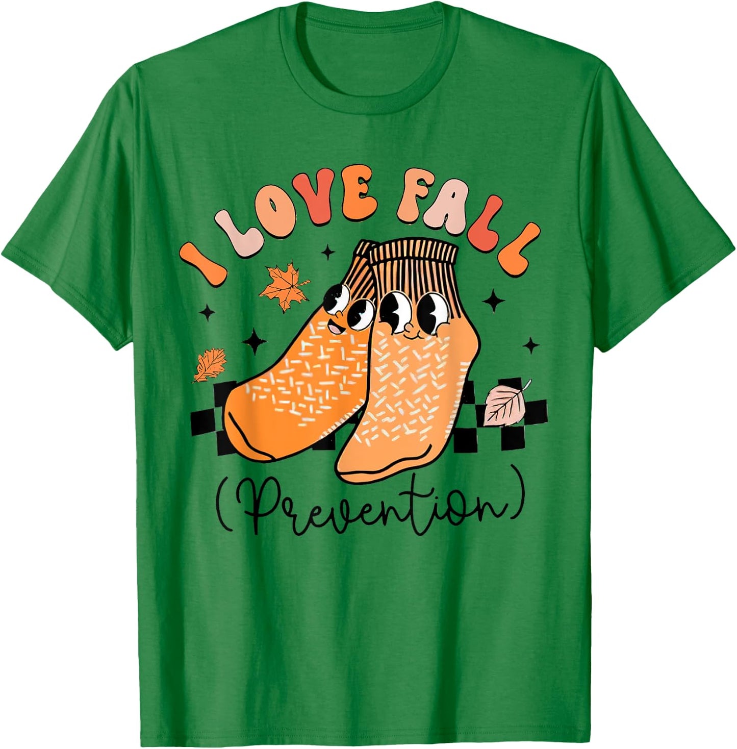 Groovy Retro I Love Fall Prevention, Fall Physical Therapy T-Shirt - T-Shirt | Irish Green