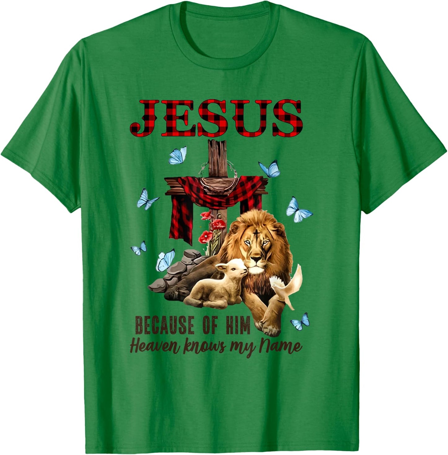 FAITH Jesus Lion Lamb Heaven Know My Name T-Shirt - T-Shirt | Irish Green