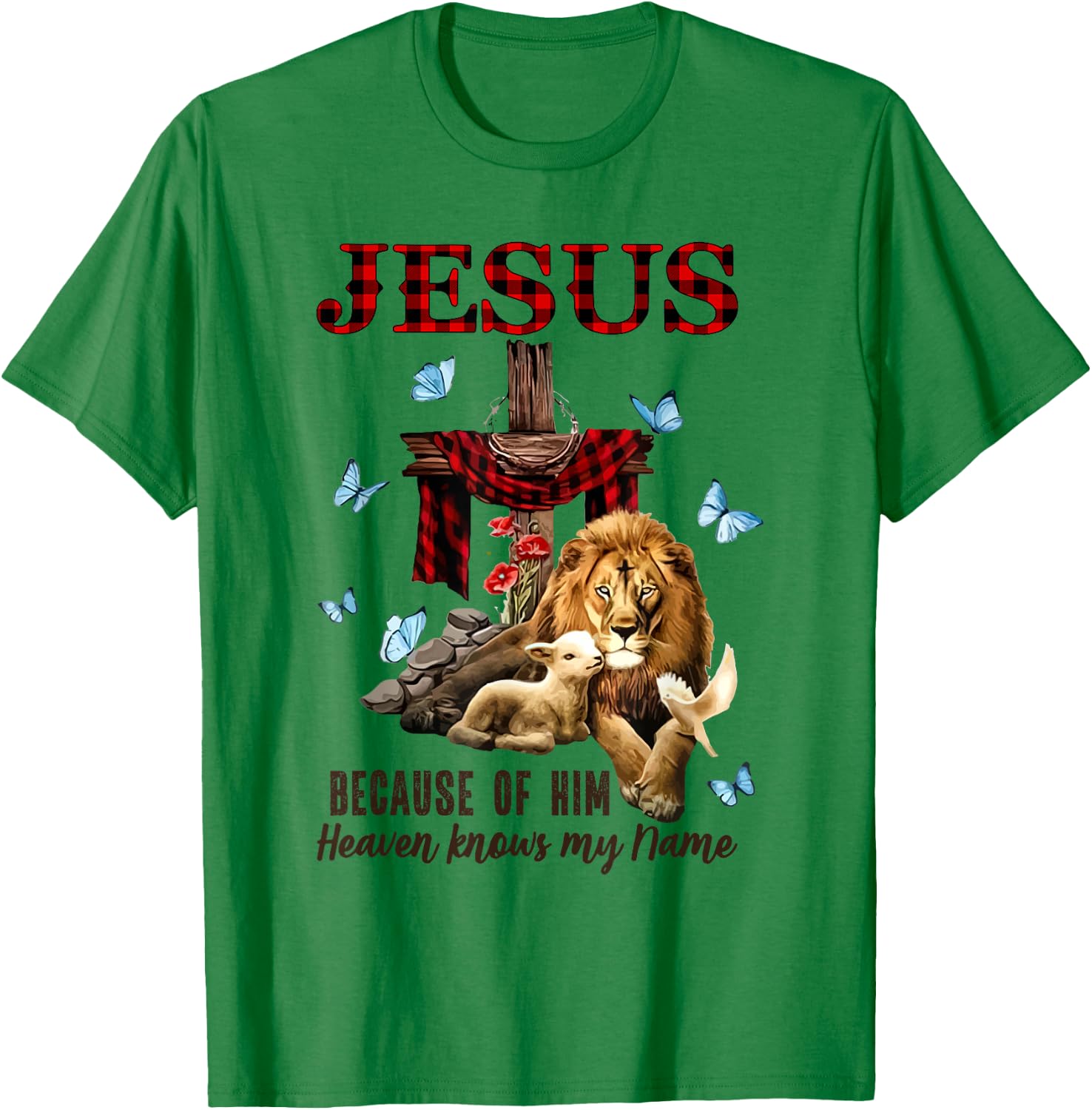 FAITH Jesus Lion Lamb Heaven Know My Name T-Shirt - T-Shirt | Irish Green