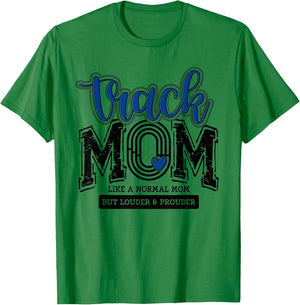 Track Mom Blue Track And Field Mama Runner Running Team T-Shirt - T-Shirt | Irish Green