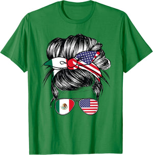 Mexican Flag Mexico Women American USA Heritage Mexico T-Shirt - T-Shirt | Irish Green