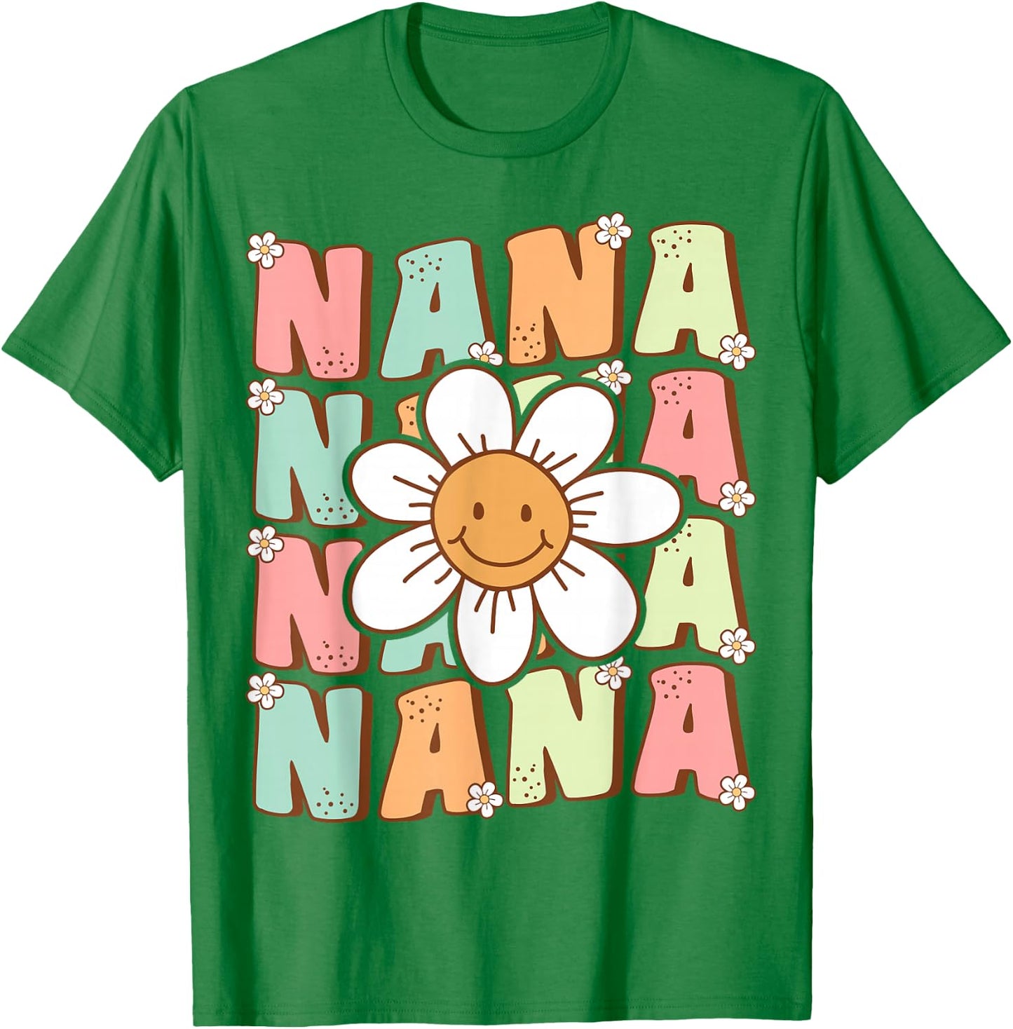 Cute Groovy Nana 70s Family Birthday Party Daisy Flower T-Shirt - T-Shirt | Irish Green
