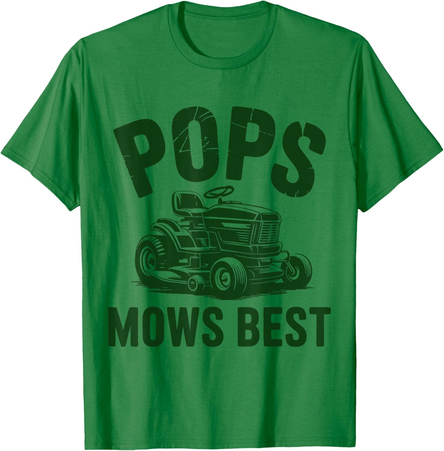 Pops Mows Best Father Dad Funny Fathers Day Mowing Vintage T-Shirt - T-Shirt | Irish Green