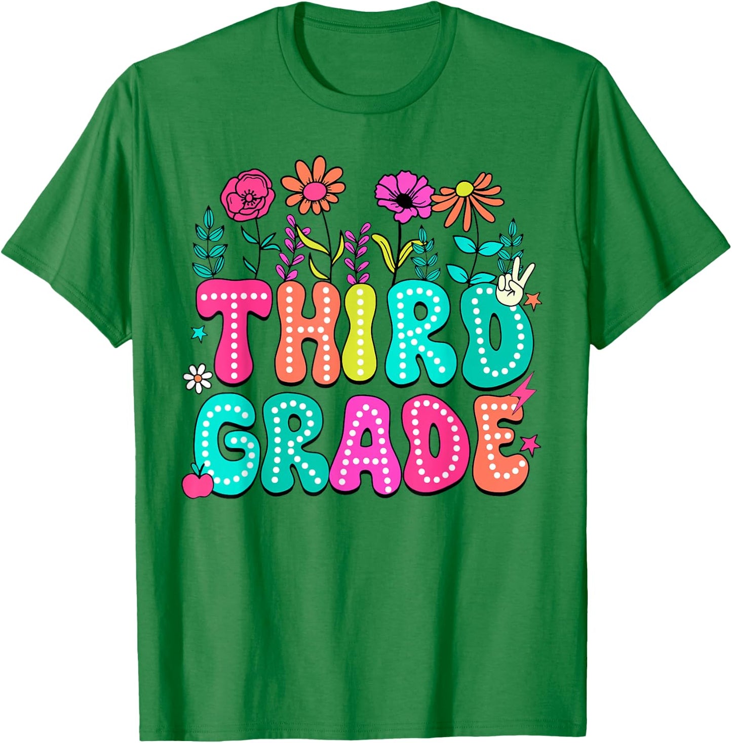 3rd Grade Teacher Student Wildflower Back To School Floral Women Girls Kids T-Shirt - T-Shirt | Irish Green