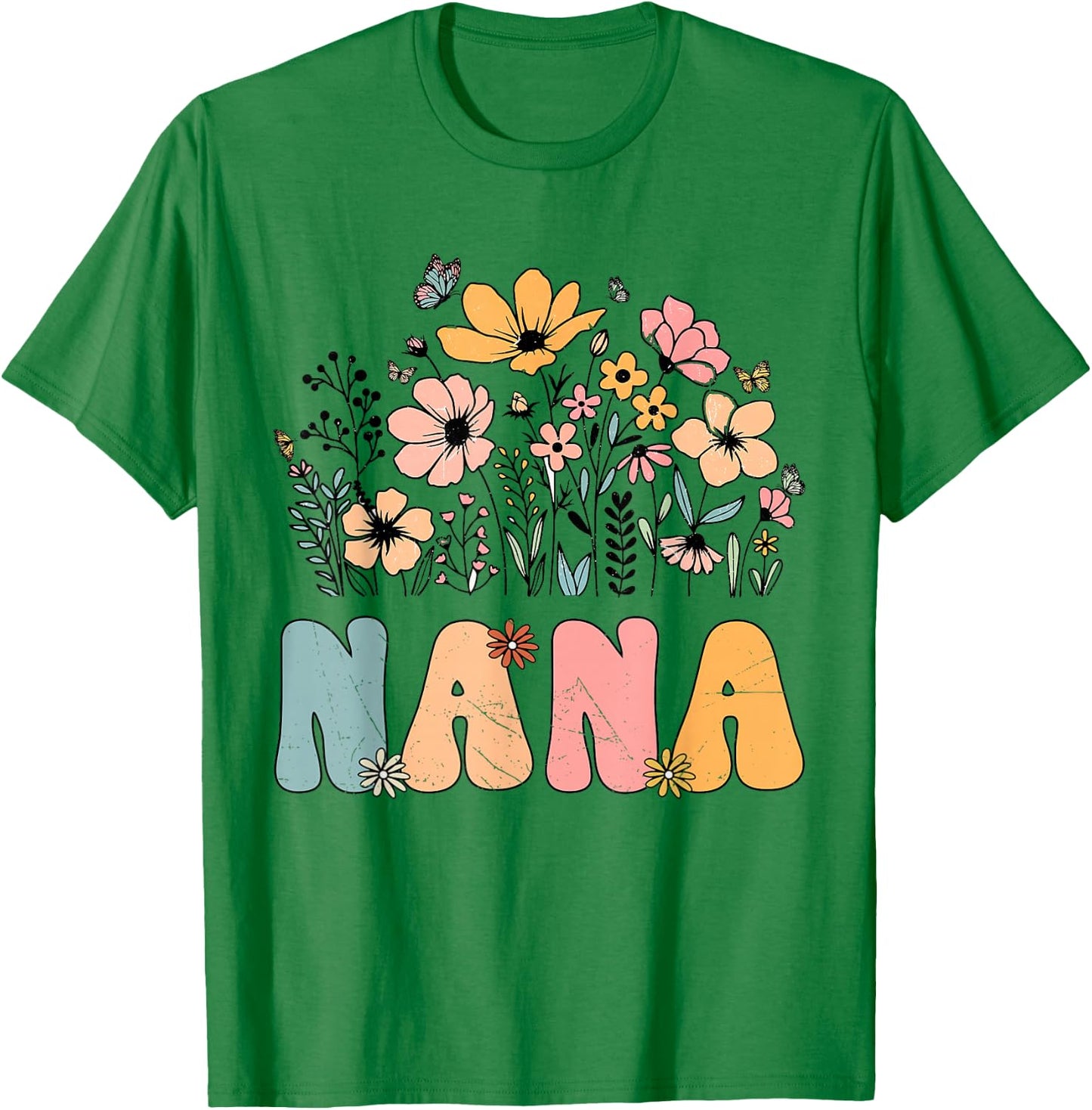 Wildflower Nana Life Grandma Grandmother Announcement T-Shirt - T-Shirt | Irish Green
